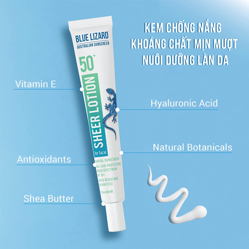 Kem chống nắng khoáng chất mịn mượt Blue Lizard | Sheer Mineral Sunscreen Lotion for Face SPF 50+-duoc-ban-tai-Offload Spa
