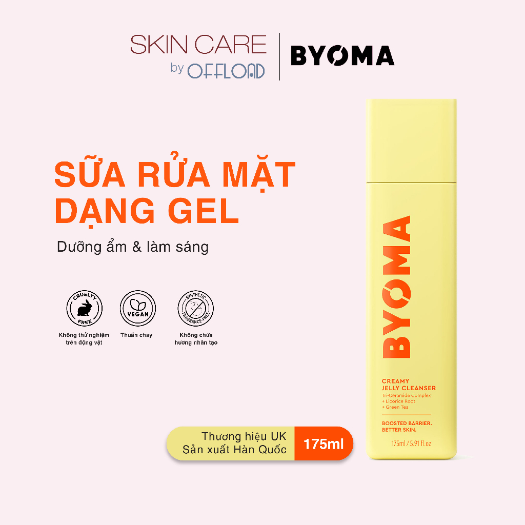 Gel rửa mặt dưỡng ẩm & làm sáng da Byoma | Creamy Jelly Cleanser 175ml với Tri-Ceramide Complex dành cho mọi loại da-duoc-ban-tai-Offload Spa