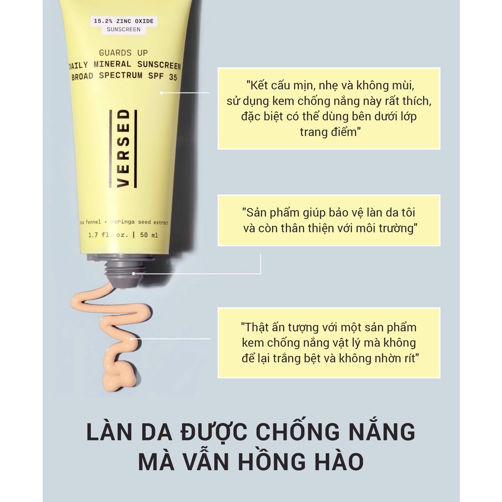 Kem chống nắng vật lý màu tự nhiênquang phổ rộng SPF35 Versed | Guards up-duoc-ban-tai-Offload Spa