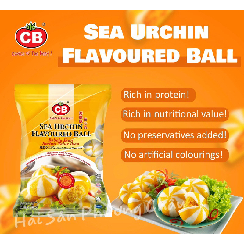 [HỎA TỐC SG] Cá viên nhân trứng nhím biển cao cấp CB Malaysia 500g - Sea Urchin Flavoured Ball-duoc-ban-tai-Hải Sản Phương Châu