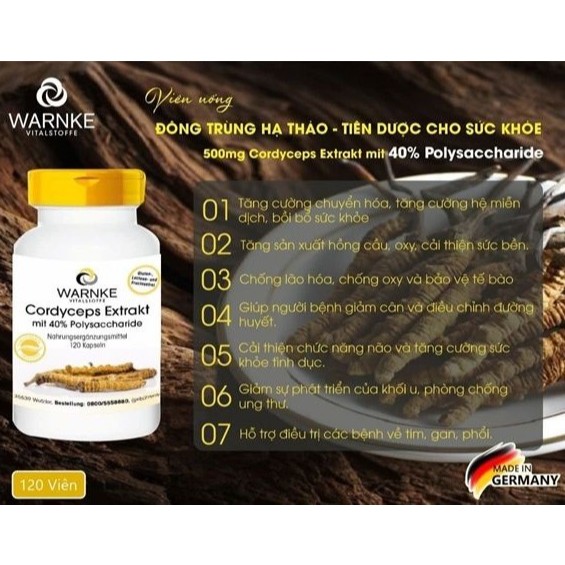 Cordyceps Extrakt WARNKE - Viên uống Đông Trùng Hạ Thảo-duoc-ban-tai-Alice Boutique
