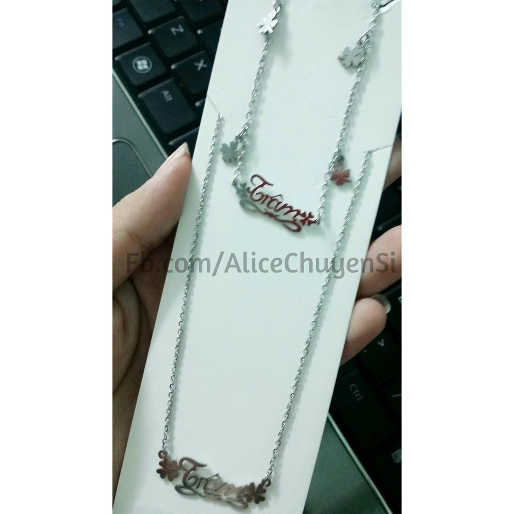 Set dây chuyền và lắc tay inox theo tên-duoc-ban-tai-Alice Boutique