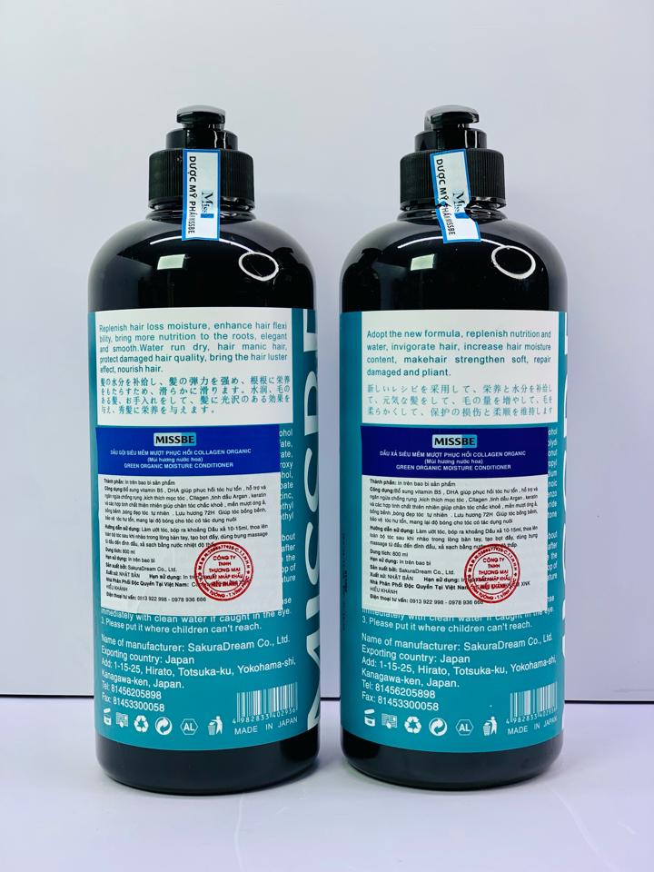 CẶP DẦU GỘI XẢ MISSBE ORGANIC 800ML – DƯỠNG TÓC CHẮC KHỎE, SUÔN MƯỢT-duoc-ban-tai-MỸ PHẨM QUÂN THU