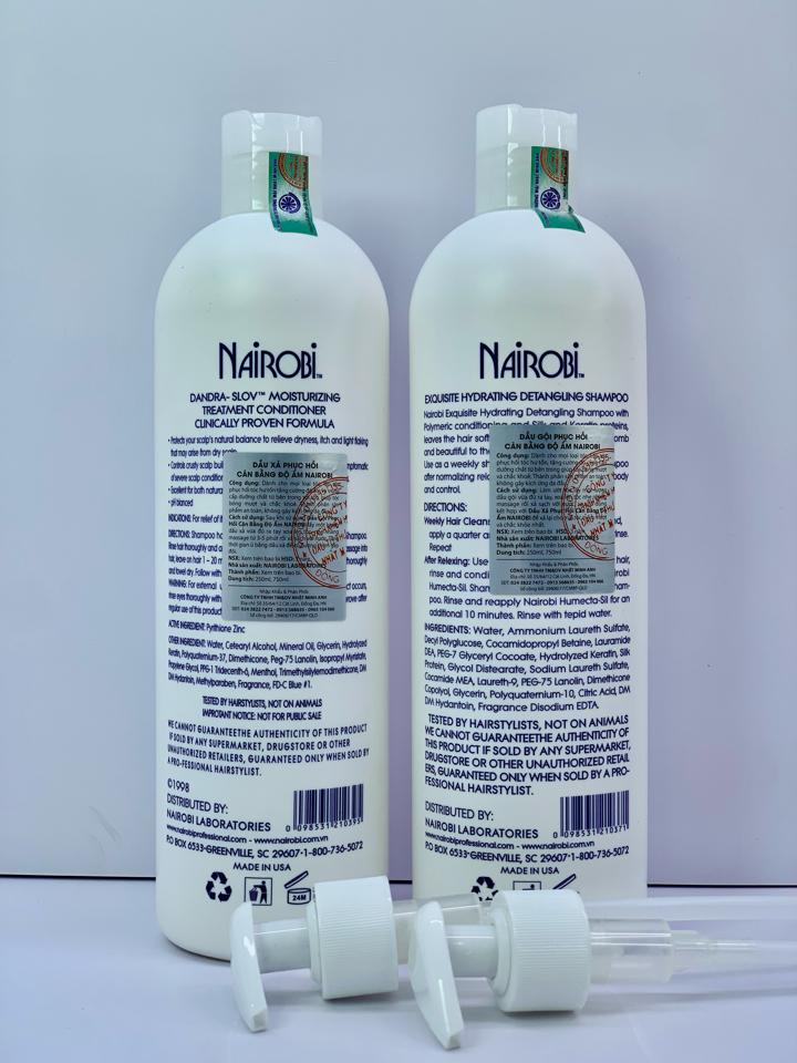 BỘ DẦU GỘI XẢ NAIROBI 750ML – PHỤC HỒI TÓC, CÂN BẰNG ĐỘ ẨM, HƯƠNG NƯỚC HOA PHÁP CAO CẤP 💎-duoc-ban-tai-MỸ PHẨM QUÂN THU