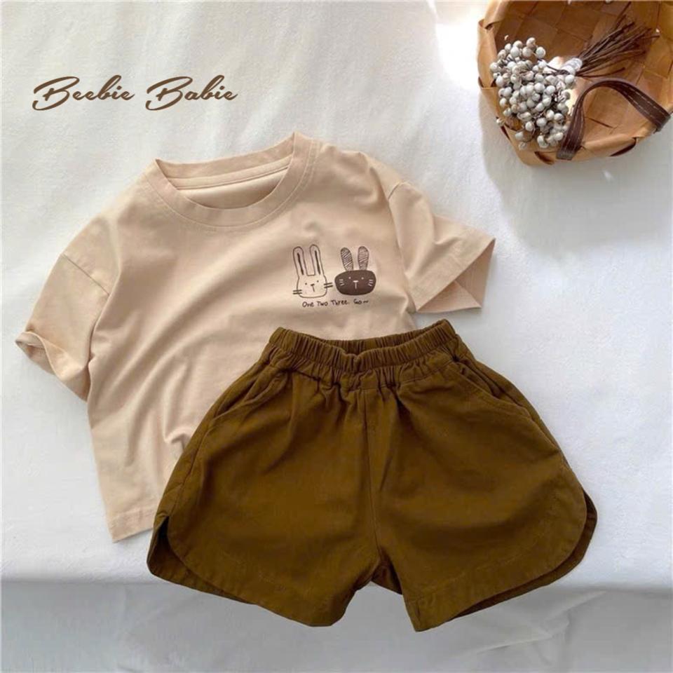 Áo phông cộc 2 chú thỏ cotton 100%-duoc-ban-tai-Beebie Babie