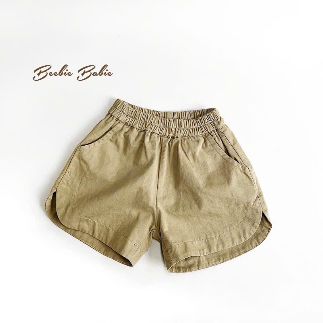 Quần soóc thô vạt xẻ bé trai/bé gái-duoc-ban-tai-Beebie Babie