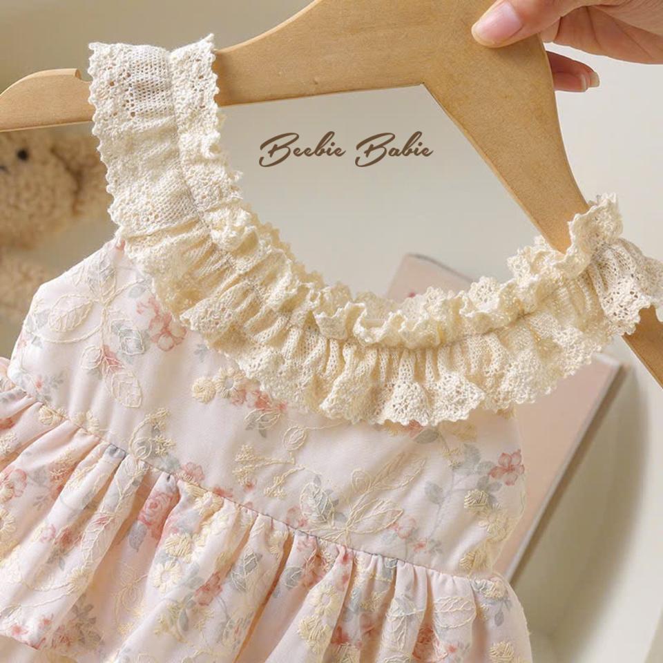 Váy hoa cổ ren tròn tầng cho bé gái [5264]-duoc-ban-tai-Beebie Babie