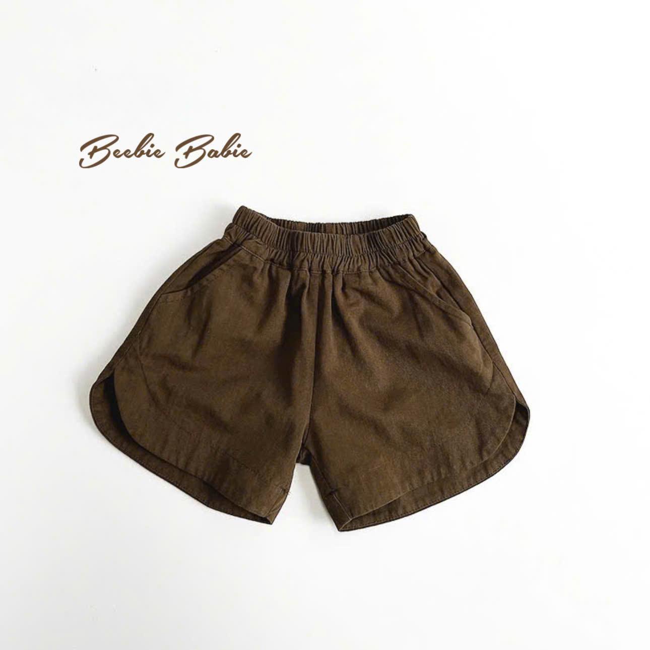 Quần soóc thô vạt xẻ bé trai/bé gái-duoc-ban-tai-Beebie Babie