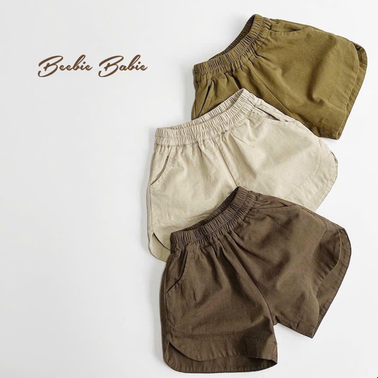 Quần soóc thô vạt xẻ bé trai/bé gái-duoc-ban-tai-Beebie Babie