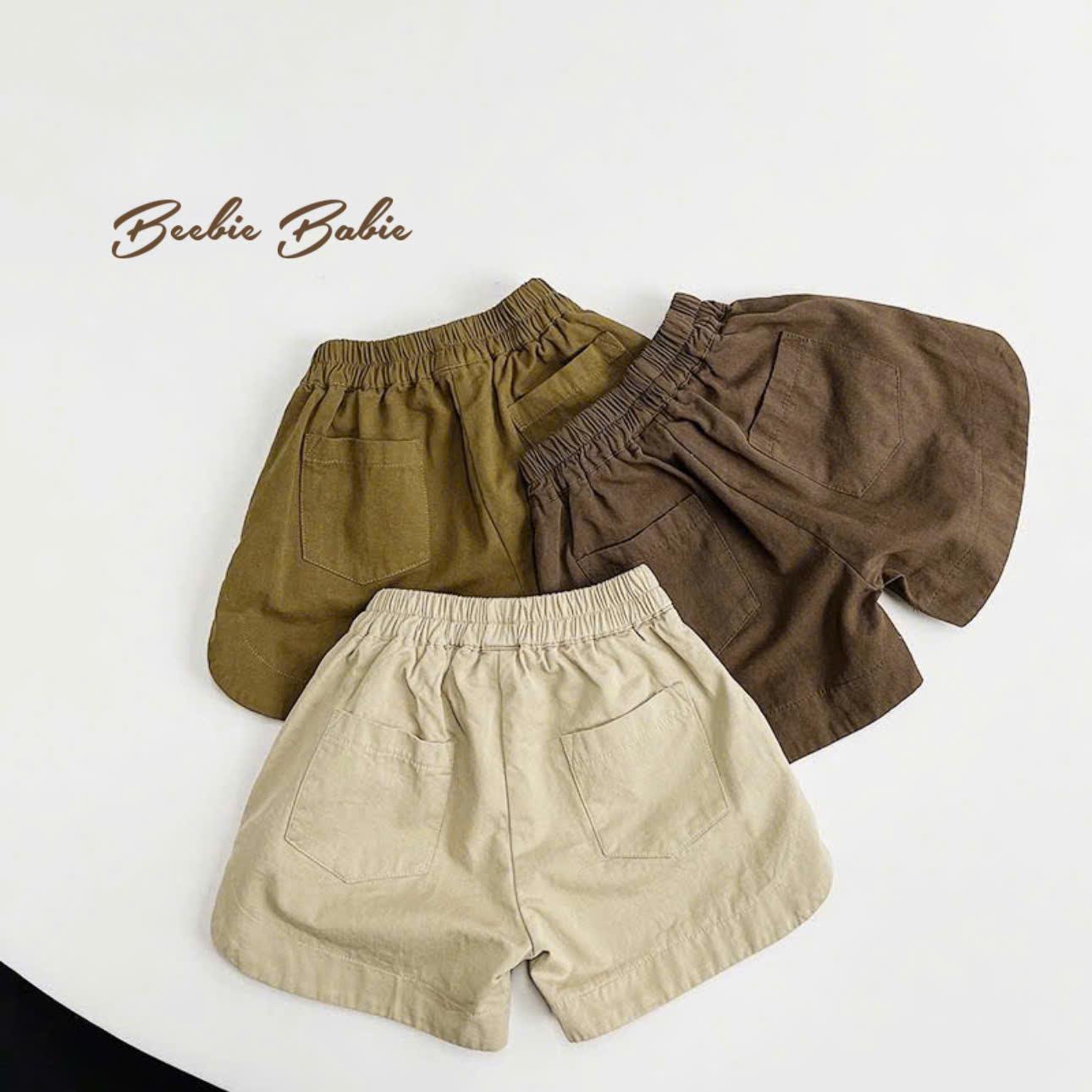Quần soóc thô vạt xẻ bé trai/bé gái-duoc-ban-tai-Beebie Babie