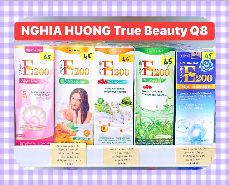 Sữa rửa mặt E200 Trà xanh,Ngọc Trai,Nghệ,Sữa Dê,Trà trắng-Hoa Hồng-Hoa Sen bản mới 80ml-duoc-ban-tai-NGHIA HUONG True Beauty