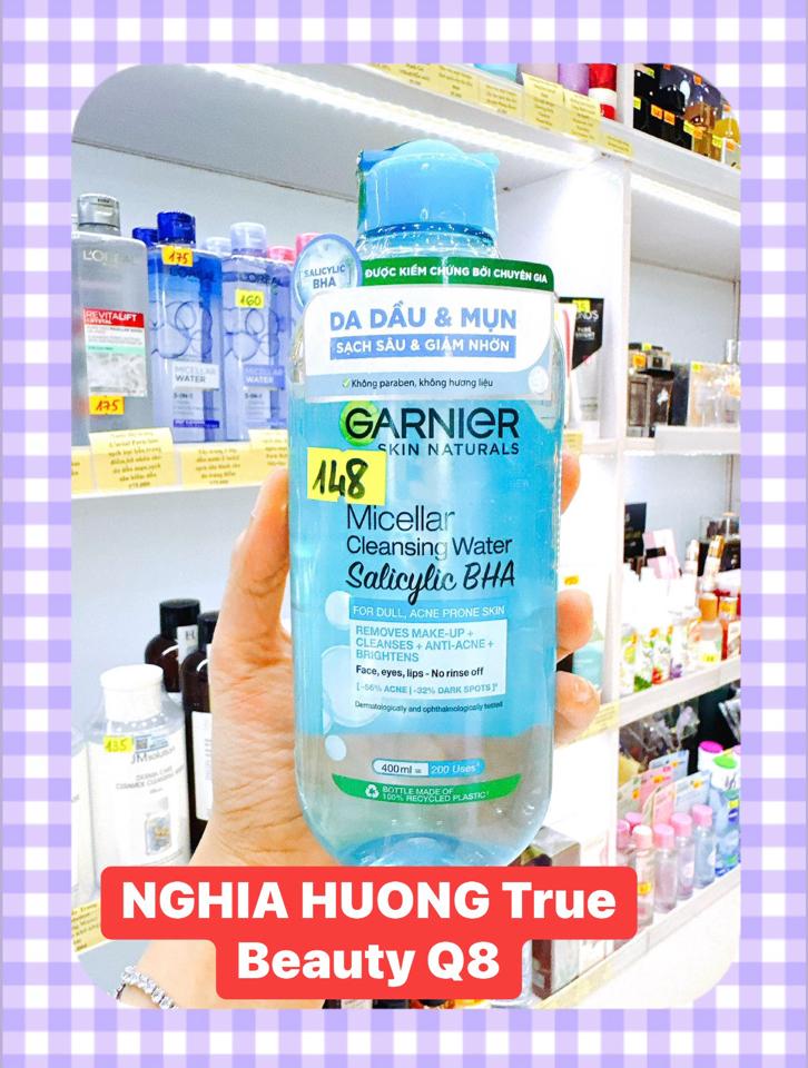 Nước tẩy trang Garnier BHA cho da dầu mụn-duoc-ban-tai-NGHIA HUONG True Beauty