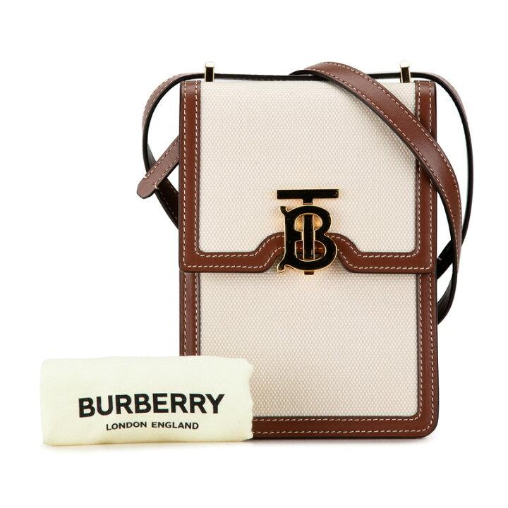 Burberry TB logo crossbody shoulder bag beige brown canvas leather women's BURBERRY-duoc-ban-tai-THE BOX LUXURY