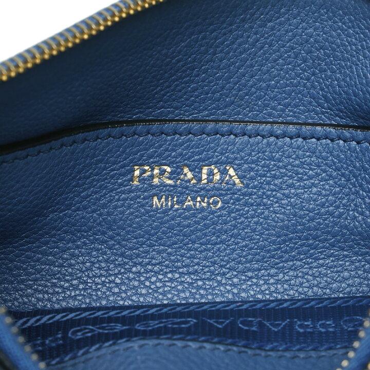 Prada Logo Crossbody Shoulder Bag Blue Leather Women's PRADA-duoc-ban-tai-THE BOX LUXURY
