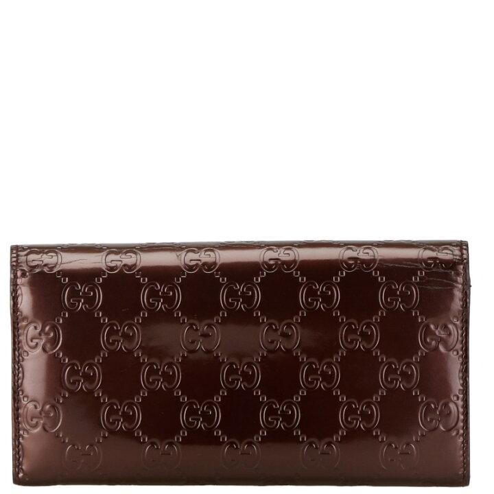Gucci Guccissima Lovely Heart Bi-fold Wallet Long Wallet 251861 Bordeaux Wine Red Patent Leather Women's GUCCI-duoc-ban-tai-THE BOX LUXURY