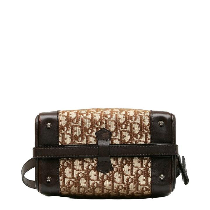 Dior Trotter Shoulder Bag Beige Brown Canvas Leather Women's Dior-duoc-ban-tai-THE BOX LUXURY