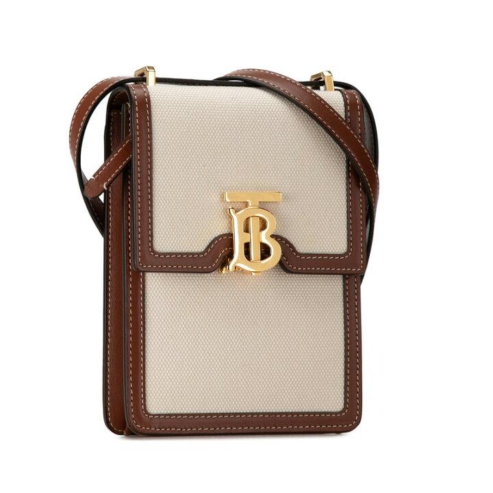 Burberry TB logo crossbody shoulder bag beige brown canvas leather women's BURBERRY-duoc-ban-tai-THE BOX LUXURY