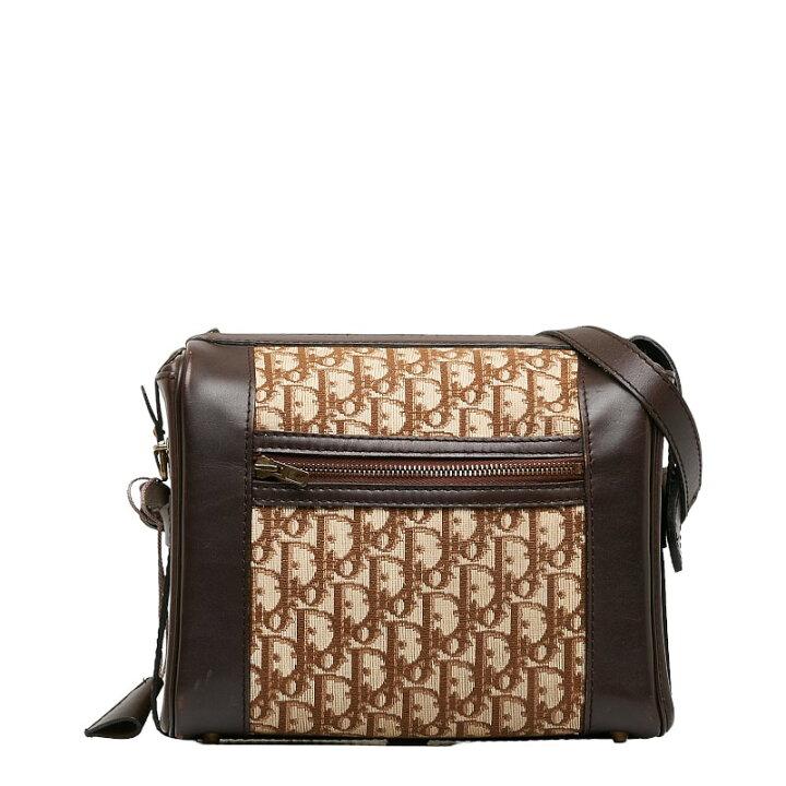 Dior Trotter Shoulder Bag Beige Brown Canvas Leather Women's Dior-duoc-ban-tai-THE BOX LUXURY
