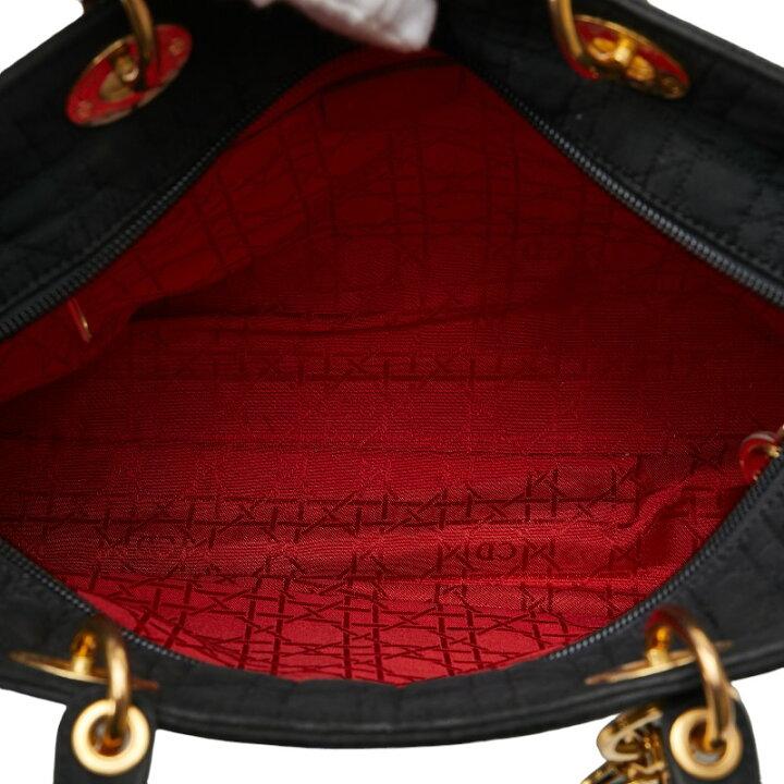 Dior Cannage Lady Dior Handbag Black Canvas Nylon Women's Dior-duoc-ban-tai-THE BOX LUXURY