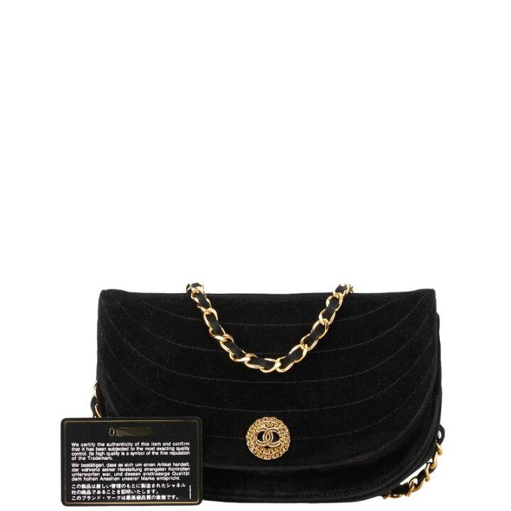 Chanel Half Moon Coco Mark Crossbody Chain Shoulder Bag Black Suede Women's CHANEL-duoc-ban-tai-THE BOX LUXURY