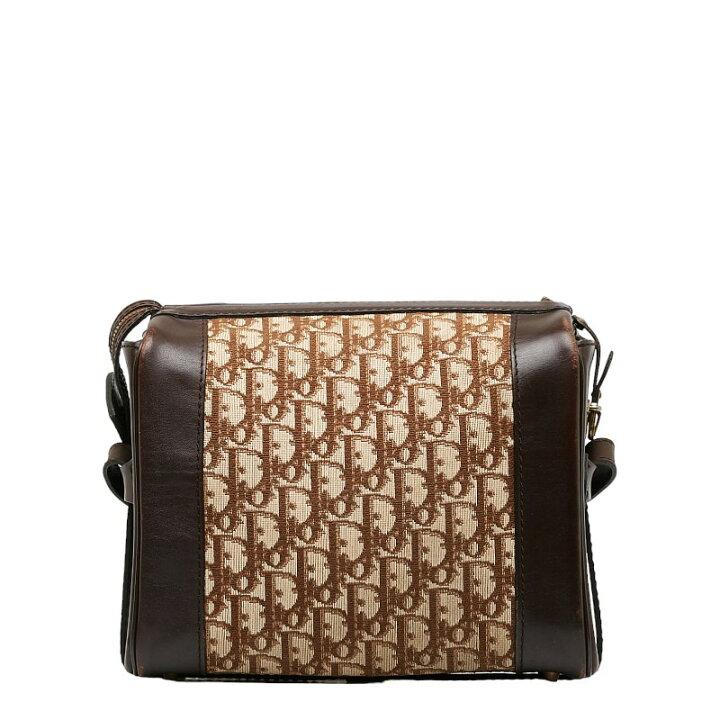 Dior Trotter Shoulder Bag Beige Brown Canvas Leather Women's Dior-duoc-ban-tai-THE BOX LUXURY