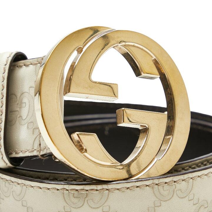 Gucci Guccissima Belt 114876 White Leather Women's GUCCI-duoc-ban-tai-THE BOX LUXURY