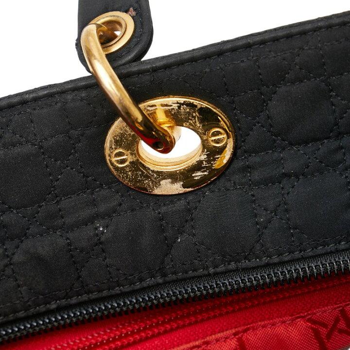 Dior Cannage Lady Dior Handbag Black Canvas Nylon Women's Dior-duoc-ban-tai-THE BOX LUXURY