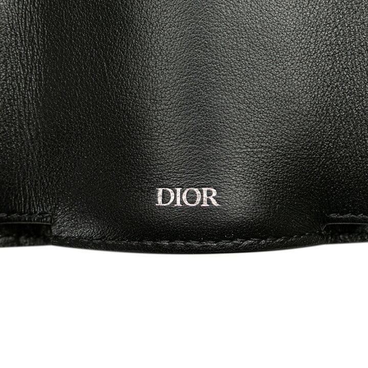 Dior Oblique Tri-fold Wallet Navy Beige Canvas Leather Women's Dior-duoc-ban-tai-THE BOX LUXURY
