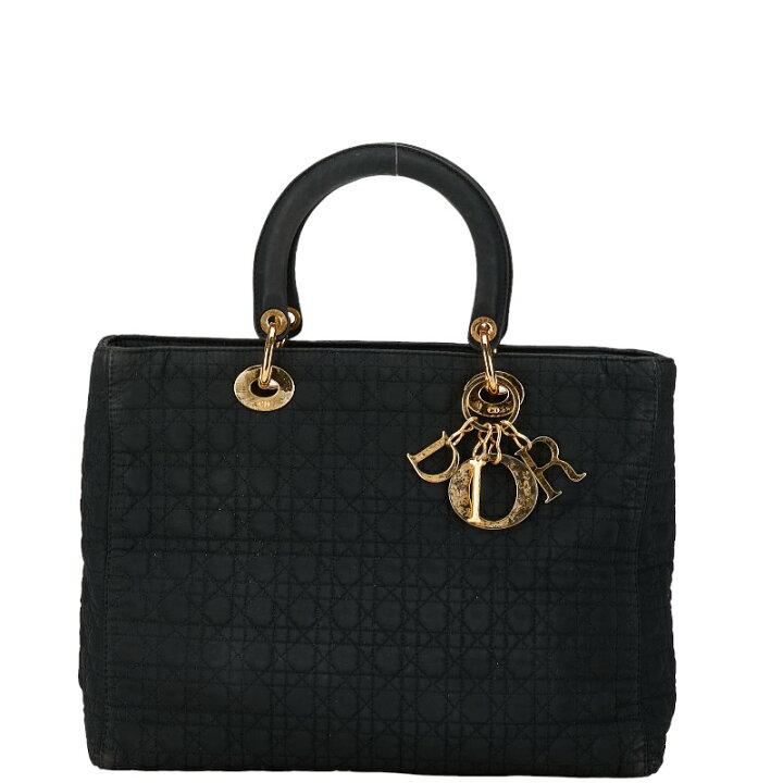 Dior Cannage Lady Dior Handbag Black Canvas Nylon Women's Dior-duoc-ban-tai-THE BOX LUXURY