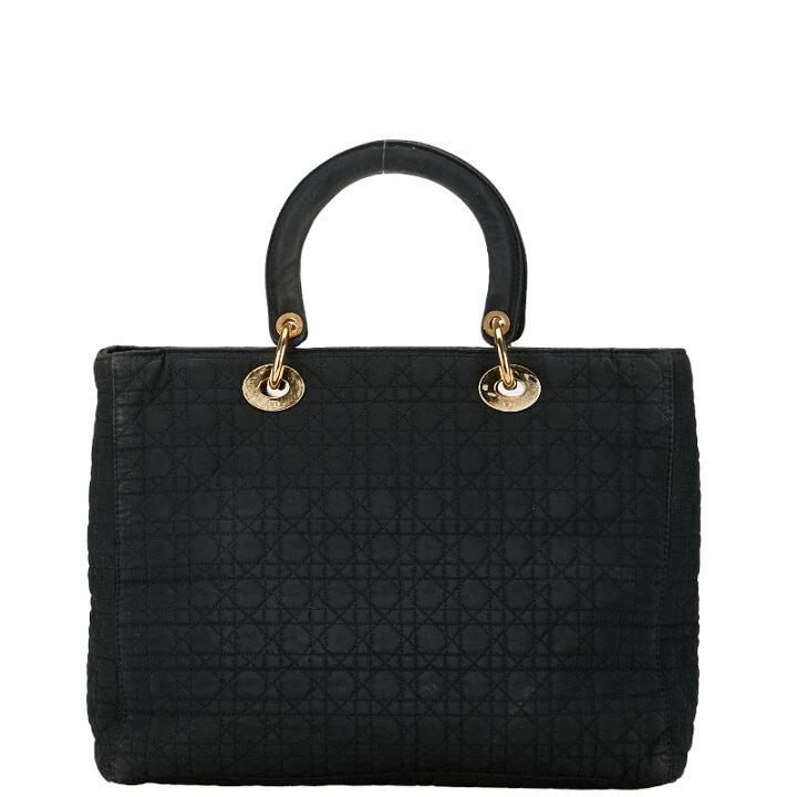 Dior Cannage Lady Dior Handbag Black Canvas Nylon Women's Dior-duoc-ban-tai-THE BOX LUXURY