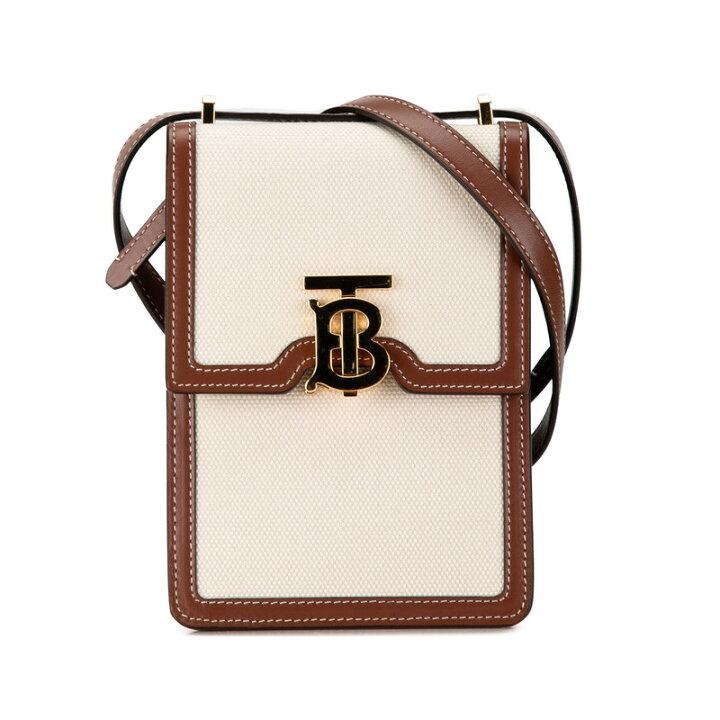 Burberry TB logo crossbody shoulder bag beige brown canvas leather women's BURBERRY-duoc-ban-tai-THE BOX LUXURY