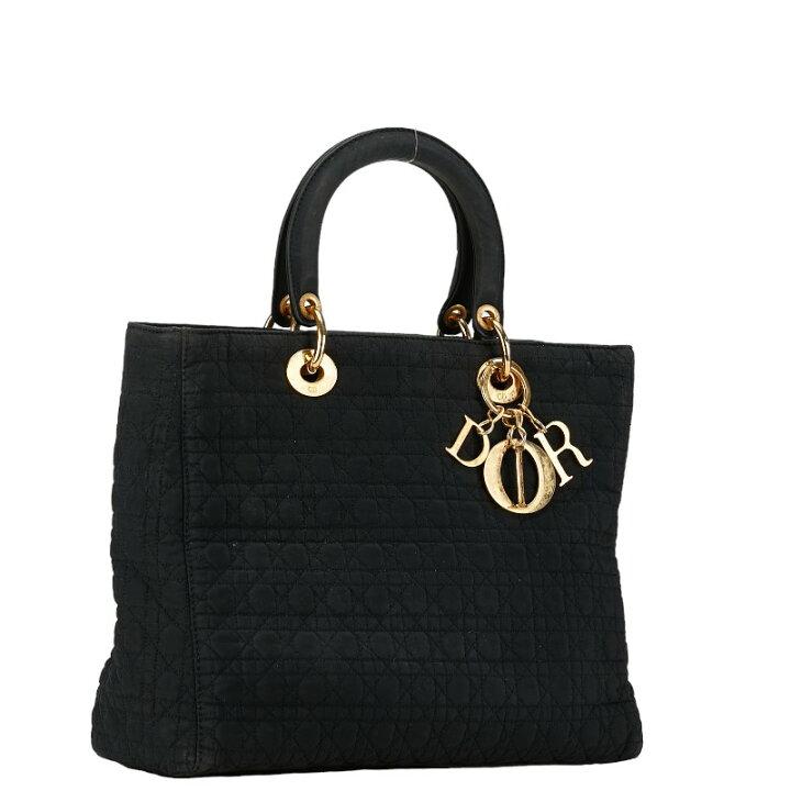 Dior Cannage Lady Dior Handbag Black Canvas Nylon Women's Dior-duoc-ban-tai-THE BOX LUXURY