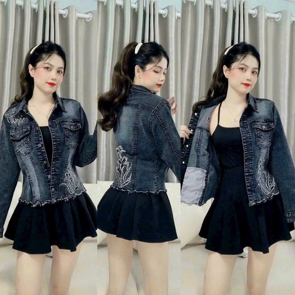Áo Khoác Jean Co Giãn Thêu Hoa -duoc-ban-tai-Hana Trâm Shop
