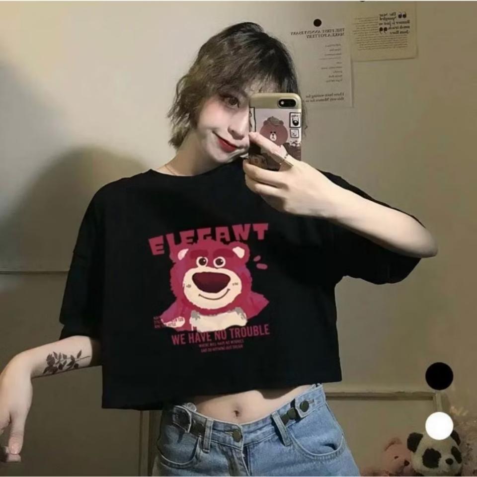 Áo Thun Croptop Nữ In Hình Gấu -duoc-ban-tai-Hana Trâm Shop