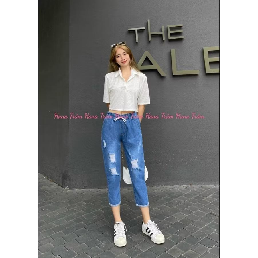 Quần Baggy Jean Rách Lai Lật Có Bigsize -duoc-ban-tai-Hana Trâm Shop