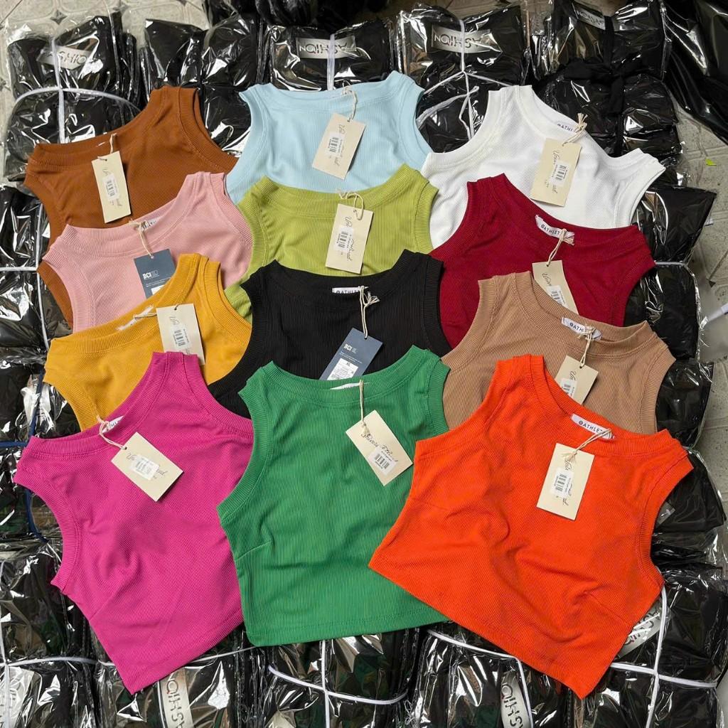 Áo thun nữ sát nách kiểu croptop có chít ngực hàng chuẩn Shop ( 12 Màu )-duoc-ban-tai-Hana Trâm Shop