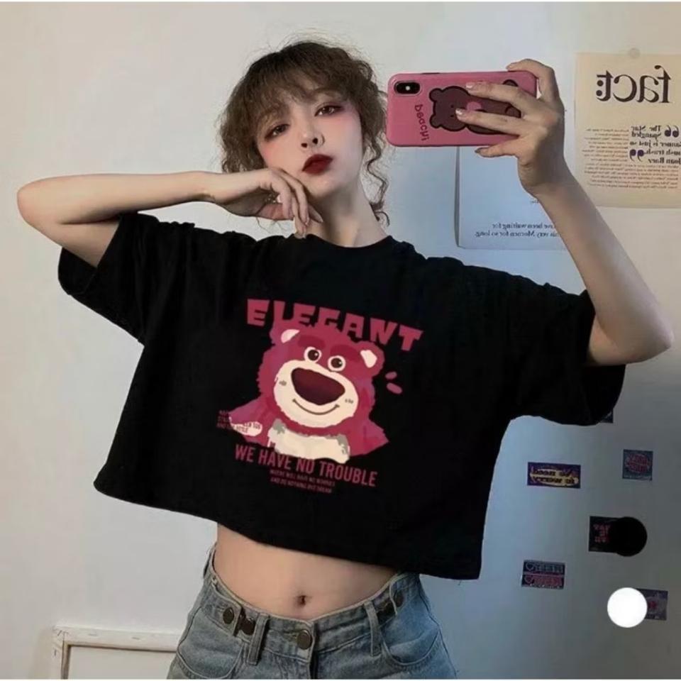 Áo Thun Croptop Nữ In Hình Gấu -duoc-ban-tai-Hana Trâm Shop