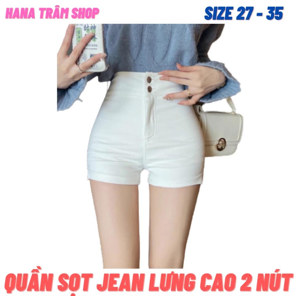 Quần Sọt Jean Trắng Lưng Cao 2 Nút Gài ( có bigsize)-duoc-ban-tai-Hana Trâm Shop