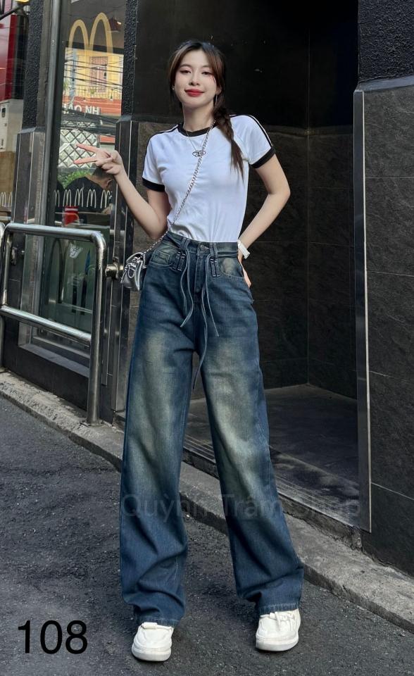 Quần Jean Baggy Phối Dây -duoc-ban-tai-Hana Trâm Shop