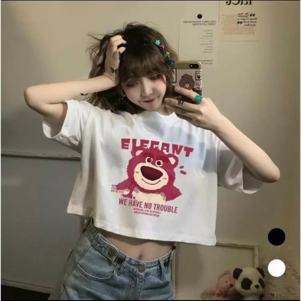 Áo Thun Croptop Nữ In Hình Gấu -duoc-ban-tai-Hana Trâm Shop