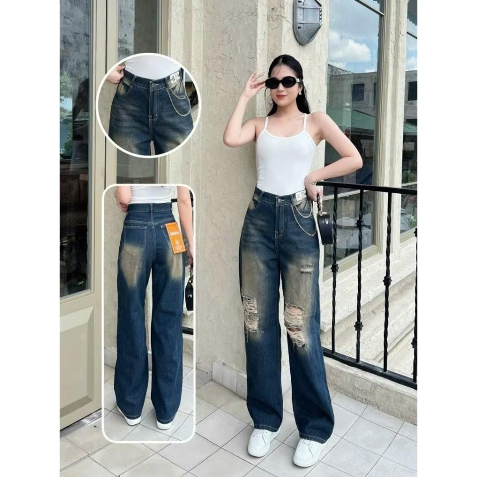 Quần Baggy Jeans Nữ Hàng Wash-duoc-ban-tai-Hana Trâm Shop
