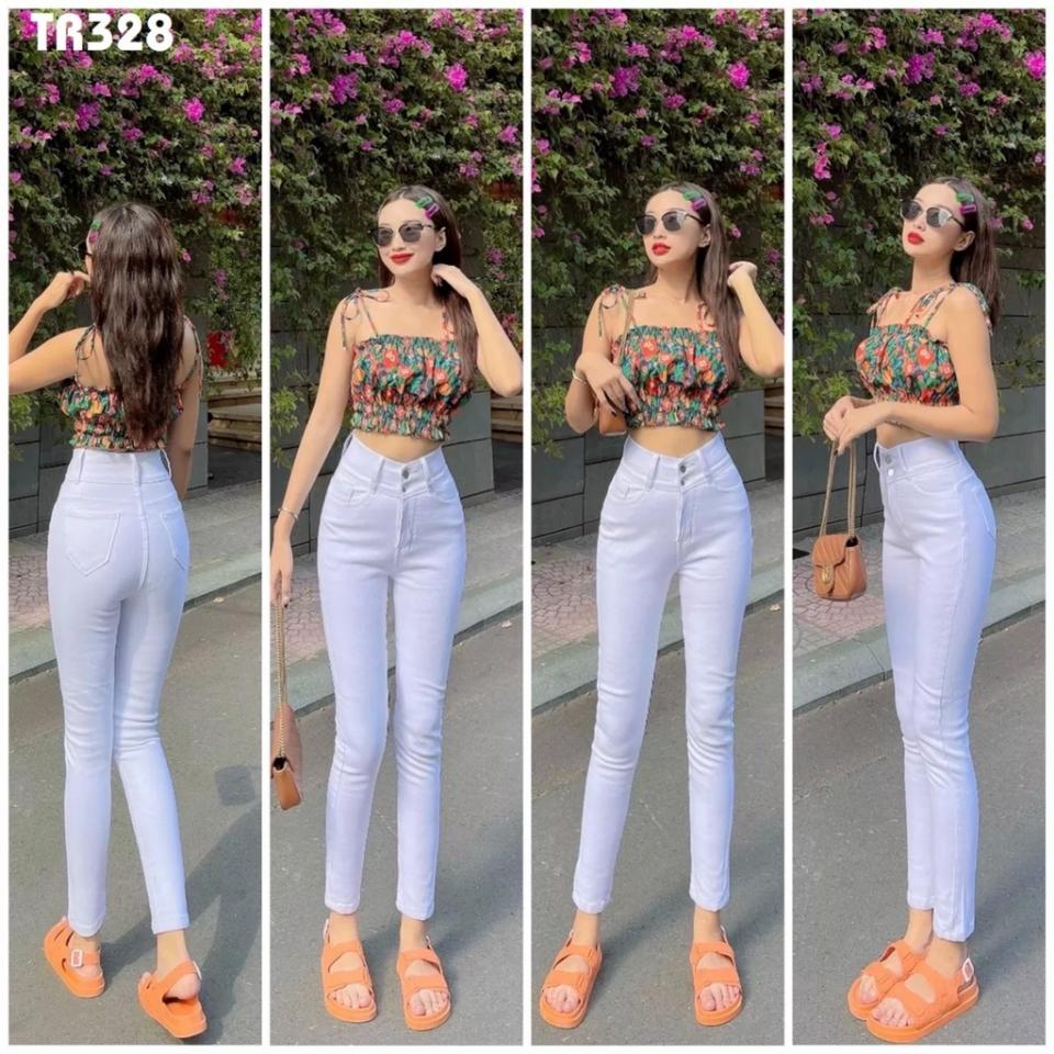 Quần Jean Dài Lưng Cao 2 Nút Gài Có Bigsize -duoc-ban-tai-Hana Trâm Shop