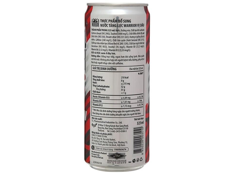 Tăng Lực Warrior Dâu 1 Lốc 6 Lon -duoc-ban-tai-VinhMart