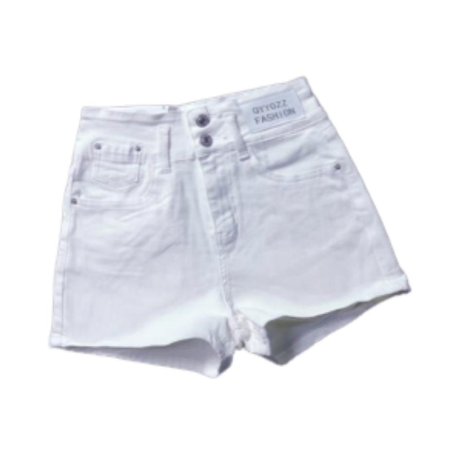Quần Sọt Jean Trắng Lưng Cao 2 Nút Gài ( có bigsize)-duoc-ban-tai-Hana Trâm Shop