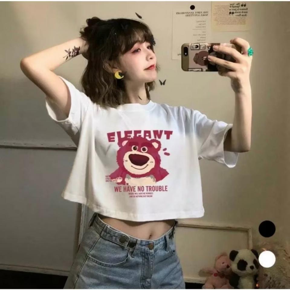 Áo Thun Croptop Nữ In Hình Gấu -duoc-ban-tai-Hana Trâm Shop