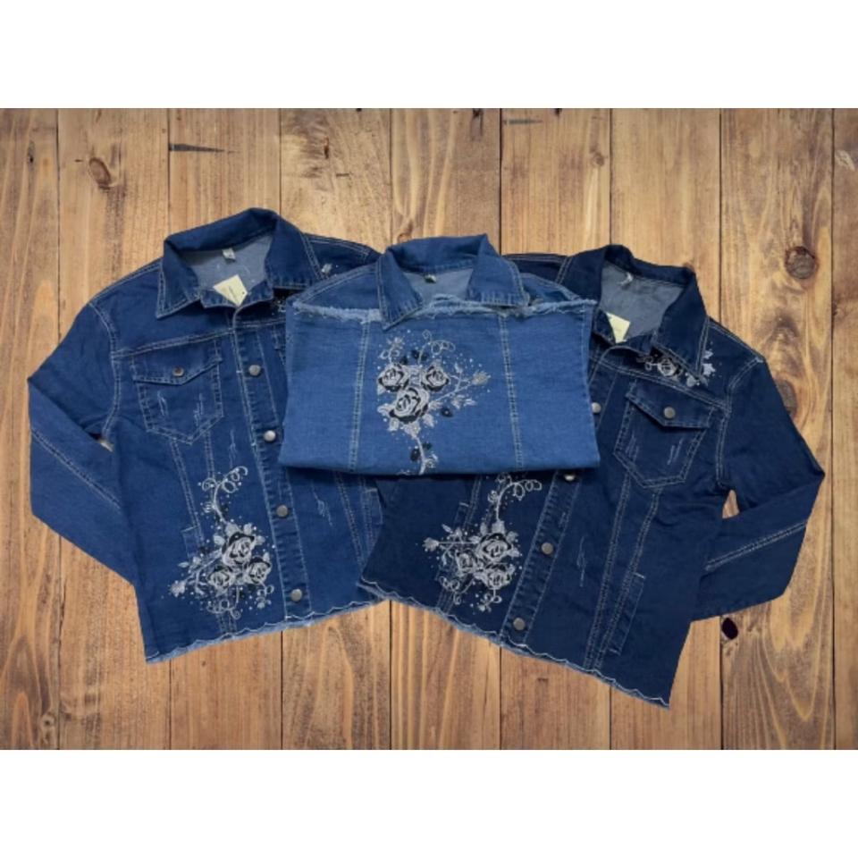 Áo Khoác Jean Co Giãn Lai Tua Thêu Hoa Hồng ( có 2 màu)-duoc-ban-tai-Hana Trâm Shop