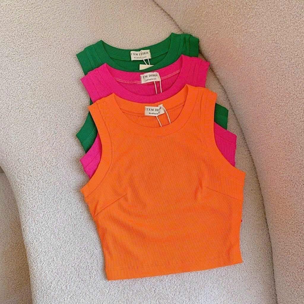 Áo thun nữ sát nách kiểu croptop có chít ngực hàng chuẩn Shop ( 12 Màu )-duoc-ban-tai-Hana Trâm Shop