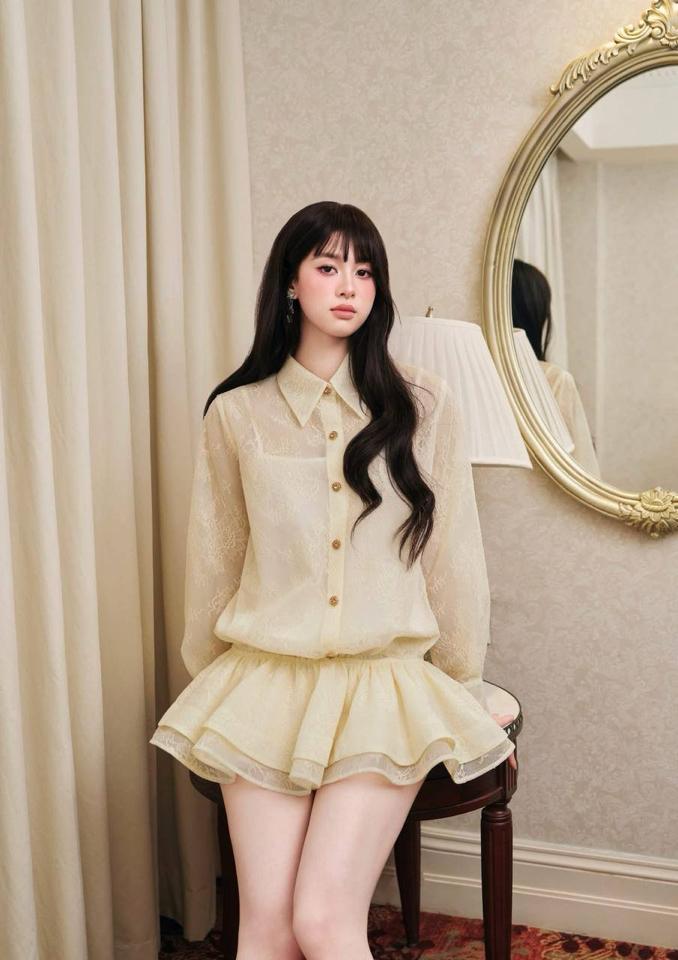 Đầm sơ mi ren form bí cao cấp-duoc-ban-tai-By.linhcam