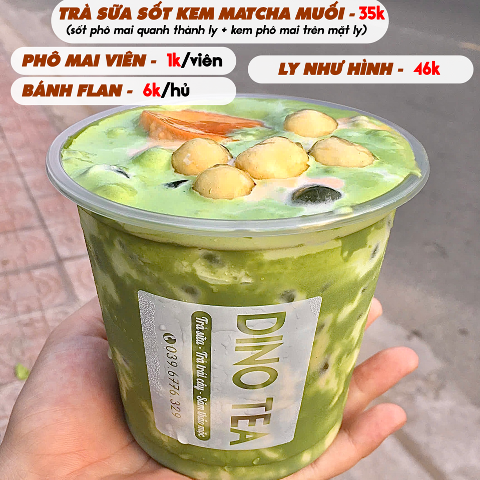 trà sữa sốt kem Matcha-duoc-ban-tai-DINO TEA Tân An