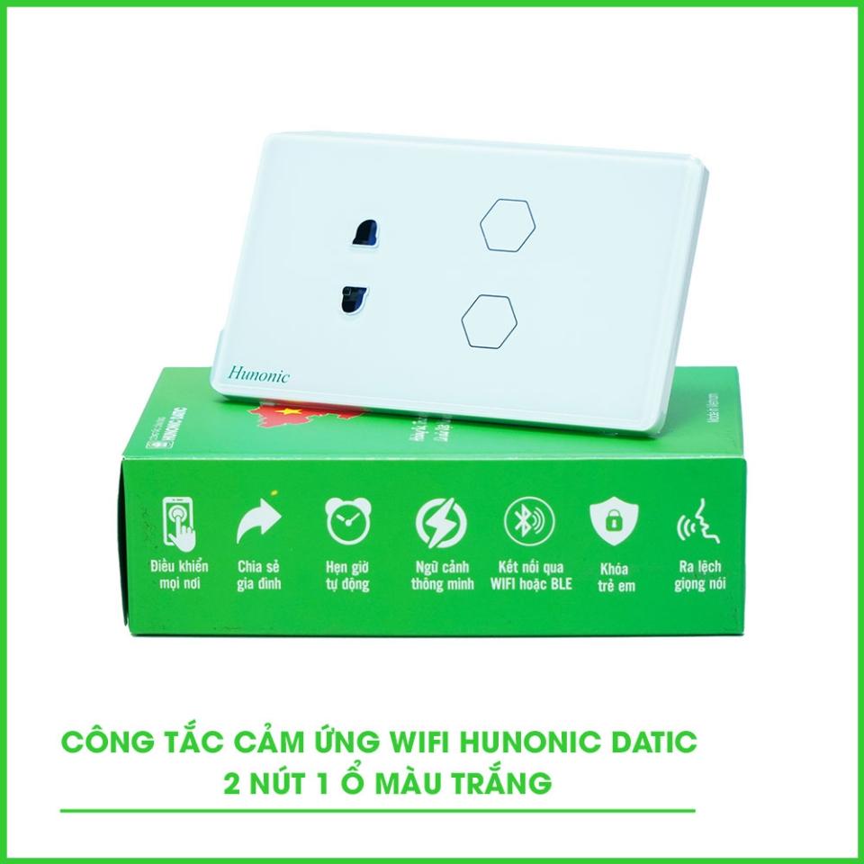 Công tắc Hunonic Datic Wifi 2 nút+ổ màu trắng-duoc-ban-tai-HUNONIC HCM